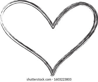 Black heart contour vector. Hand drawn love icon isolated. Paint brush stroke heart icon. Hand drawn vector for love logo, romance icon, passion symbol and Valentine's day. Painted brush stroke vector