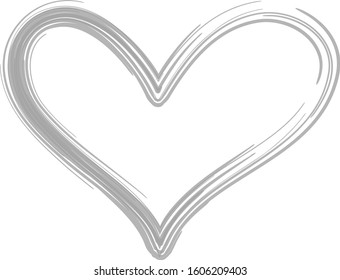 Black heart contour vector. Hand drawn love icon isolated. Paint brush stroke heart icon. Hand drawn vector for love logo, romance icon, passion symbol and Valentine's day. Painted brush stroke vector