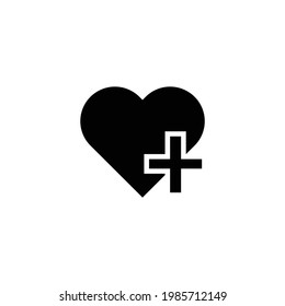 black heart cross icon flat style isolated on white background