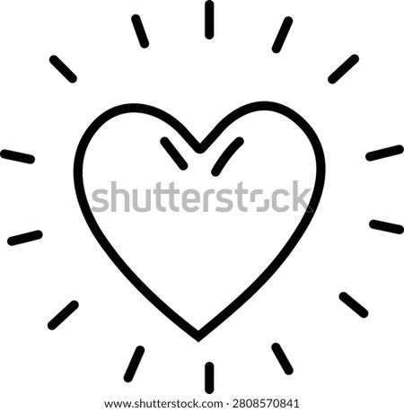 Black heart doodle impression icon with overlapping love hearts, romance, affection and relationship symbol, hand drawn outline sketch style vector illustration isolated on transparent background