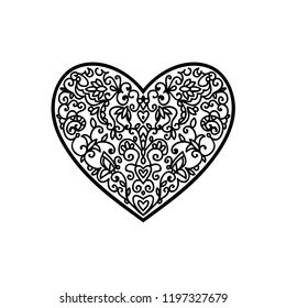 black heart drawn on white background