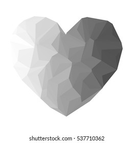 Black heart drawn in triangulation style type stone.Vector eps 10