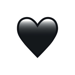 Black Heart Emoji Isolated On White Background. Emoticons Symbol Modern, Simple, Vector, Printed On Paper. Icon For Website Design, Mobile App, And UI. Vector Illustration
