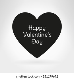 Black heart flat icon. Valentines day decoration. Vector illustration.
