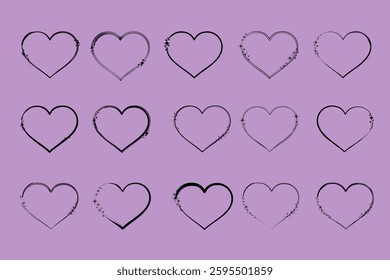 Black heart frame icon. Black heart design with sparkling stars.