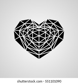 Black heart. Gray background.