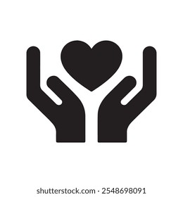 A black heart in a hands
