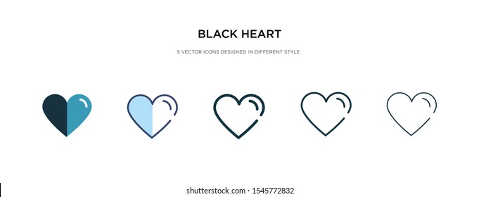 black heart icon in different style vector illustration. two colored and black black heart vector icons designed in filled, outline, line and stroke style can be used for web, mobile, ui