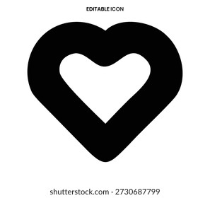 A black heart icon featuring a white, smaller heart shape carved within its center.