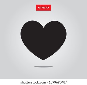 Black Heart Icon, Flat Design
