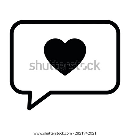 A black heart icon inside a speech bubble, symbolizing love and affection in digital communication