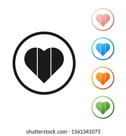 Black Heart icon isolated on white background. Happy Saint Patrick day. Set icons colorful. Vector Illustration