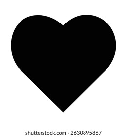 black Heart Icon – Love Symbol, Romantic Valentine Shape, Passion and Affection Sign for Apps, Social Media, and Design on White Background