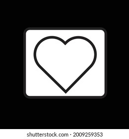 Black heart icon on black background.