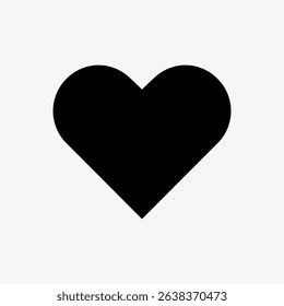 Black heart icon on a white background. Simple shape. Heart symbol for love and affection. Minimalist design. Heart for romantic themes. User interface icon vector.