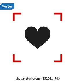 Black Heart icon in a red viewfinder isolated on white background. Conceptual vector illustration, easy to edit. eps 10