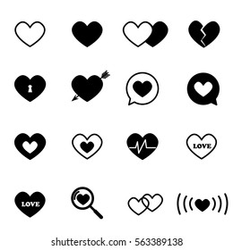 black heart icon set