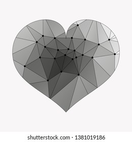 Black heart icon. Simple triangular sign of the heart, isolated on white background. Symbol of the heart. Symbol of the love. Vector illustration. eps10