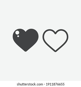 Black heart icon vector isolated on white background