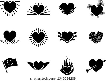 black heart icons. set of black hearts icon. collection of black hearts in vector illustration design by magsvibe