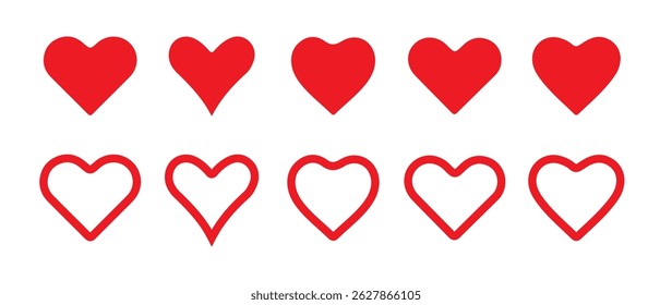 black heart icons set. Heart icon. Different simple vector hearts and love. . Linear concept design in vector graphic.