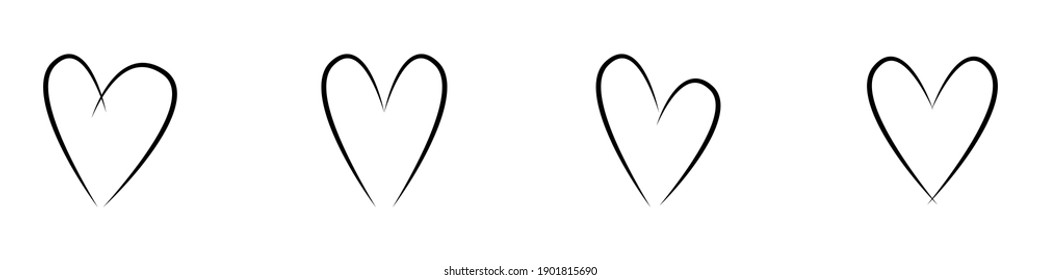 Black heart icons set vector