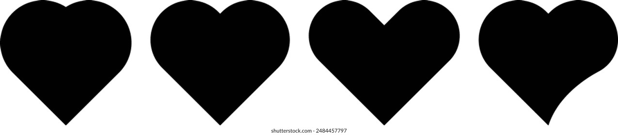 black heart icons set vector. Heart vector icons. Set of Various simple love symbols icon isolated.