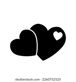black heart illustration. design for valentine's day. Collection of Love Heart Symbol Icons . Love Illustration Set with Solid and Outline Vector Hearts
