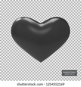 Black heart isolate .Valentine's Day .Realistic 3D Heart.