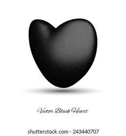 Black heart isolated on the white. Vector illustration.