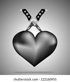 black heart and a knife