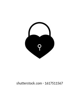 black heart lock icon on white background