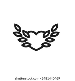 black heart or love logo vector  with  foliage concept is suitable as branding for a spa, beauty salon, boutique or beauty clinic