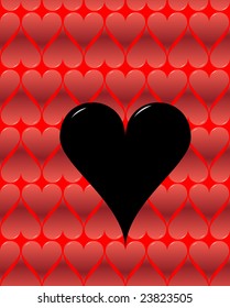 Black Heart on multi heart background
