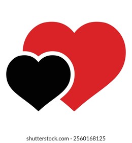 black heart on red heart