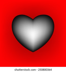 Black heart on red background