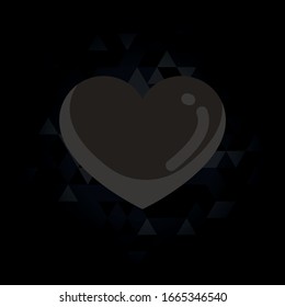 Corazón negro en una textura con triángulos.