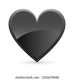 Corazón negro sobre fondo blanco. Signo del día de San Valentín. Símbolo de amor. Elemento de diseño de vectores.