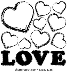 black heart on a white background. love