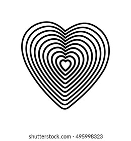 Black heart on white background. Optical illusion of 3D three-dimensional volume. Vector illustrator. Good for design, logo or decoration