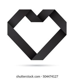 Black  heart origami ,Vector eps 10