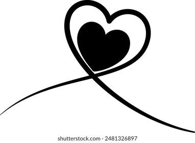 Black heart outline isolated on white background. Flat vector illustration.