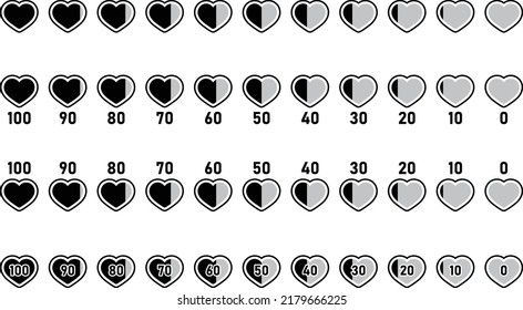 Black Heart Pictogram Infographic Material Set