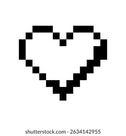 Black heart pixel icon flat vector design