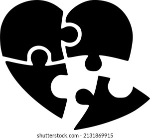 Black heart puzzles four pieces