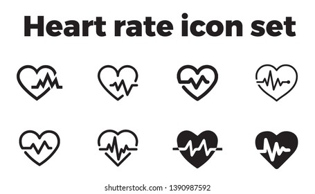 black heart rate icon set