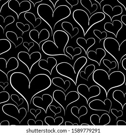 Black Heart Seamless Pattern Background