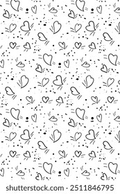 Black Heart Seamless Pattern Design