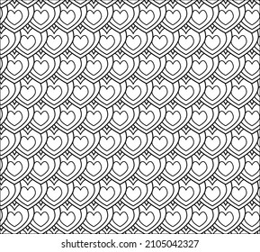 Black heart seamless pattern, endless texture. Monochromes  hearts on white background. Vector illustration for Valentine's Day ,wedding ,holiday ,love 