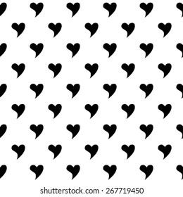 Black Heart Seamless pattern. hand drawn hearts on white background.